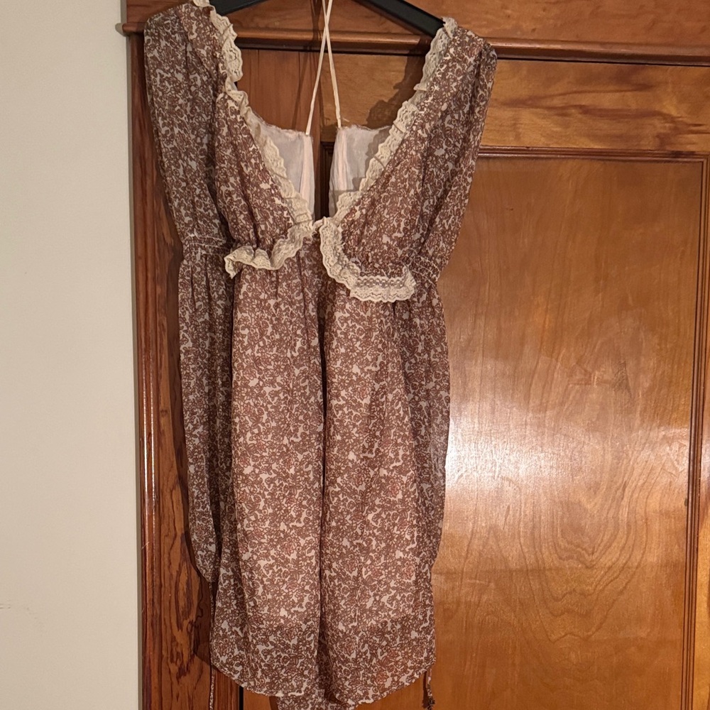 Free People Brown Floral Long Sleeve Dress - Picture 6 of 6